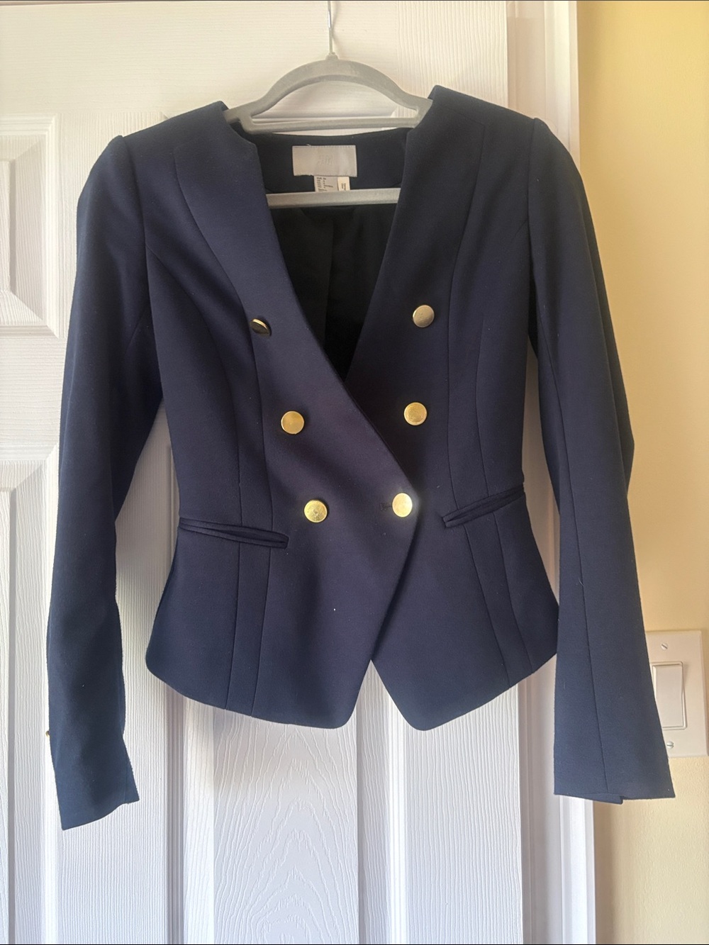 H&M Navy Double-Breasted Blazer with Gold Buttons